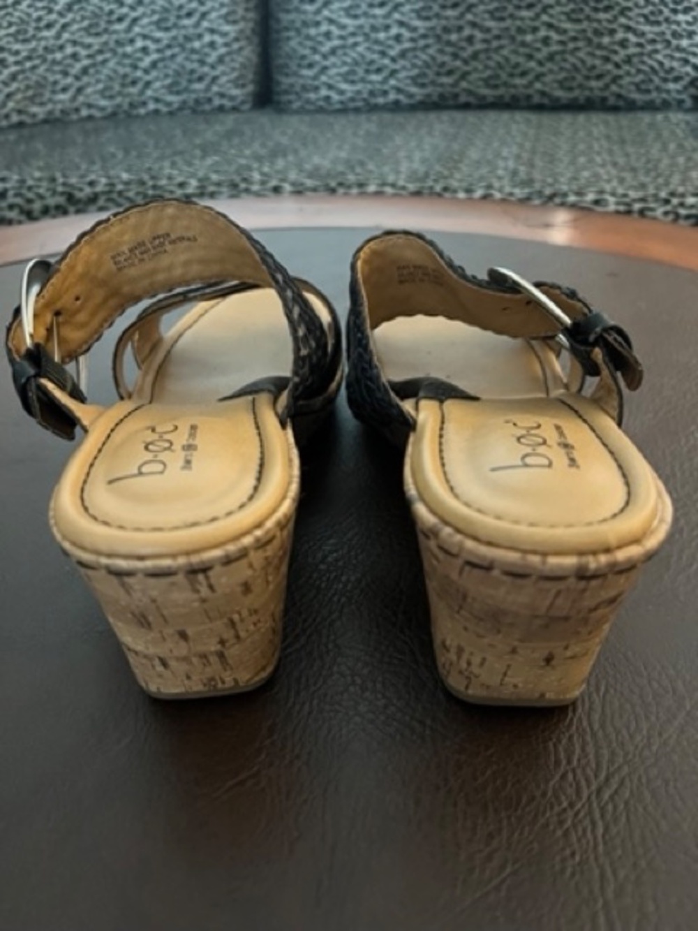 b.o.c. Born Concept Cork Wedge Black Strappy Buckle Sandals sz8 - Picture 4 of 5